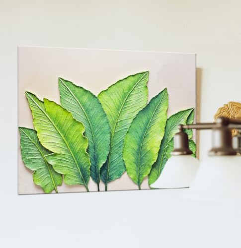 Image of ArtX Canvas Green Leaf Painting For Wall Decoration, Multicolor, Nature, 58.0 X 45.0 cm, Set of 1