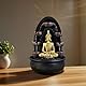 Innenbrunnen Wasserwand Kaskade Buddha Statue Abnehmbares farbenfrohes LED-Licht, Lucky Fountain mit geschlossenem Stromkreis, H 40 cm-Chakra Zen’light