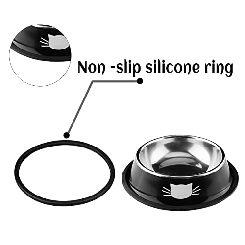 Edelstahl Katzennäpfe Set, Futternapf & Wasser Schüssel (2 Schwarz)
