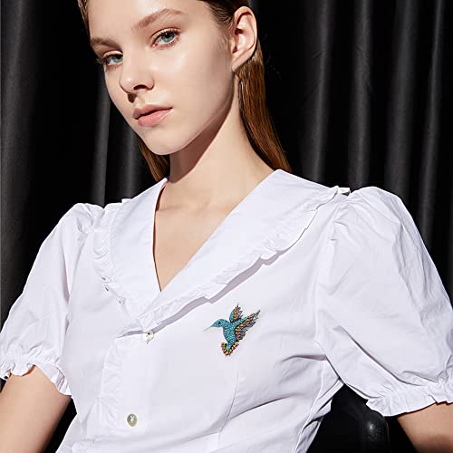 Image of Animal Hummingbird Brooch Pins for Women Fashion Bird Pins Elegant Rhinestone Crystal Animal Brooches Pin