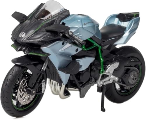 Image of Police Motorcycle Toy - Pull Back Motorcycle Toys, Tiny Gift with Music Lighting, Latte Motorcycles Toy for Kids Boys Age 3-8 Year Old [Multicolor] (1:12 Scale Kawasaki Ninja H2R-Silver)