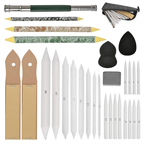 23-Piece Blending Stumps and Tortillions Set by WOWOSS - Perfect for Art Blending, Shading and Smudging