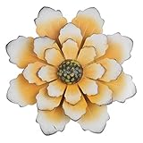 arte pared  YiYa Decoración de Pared de Flores de Metal Múltiples Capas Arte de Pared de Flores Decoraciones de Arte de Pared Colgante para balcón Patio Porche Dormitorio Sala de Estar Jardín (Blanco Naranja)