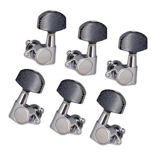6 パックギターチューニングピンクローズドノブヘッドチューナーフォークアコースティックギターアクセサリー用 ギターチューニングボタンマシンヘッド