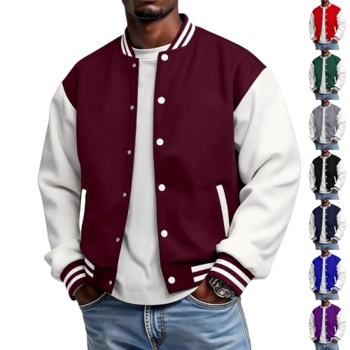 Varsity Jacket for Men Button Down Baseball Fleece Cotton Cardigan - image 1