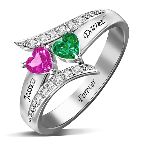 Personalized Birthstone Rings for Women, Customized Promise Ring for Her, Mothers Ring with Birthstones, Mothers Day Gifts for Women Wife Her