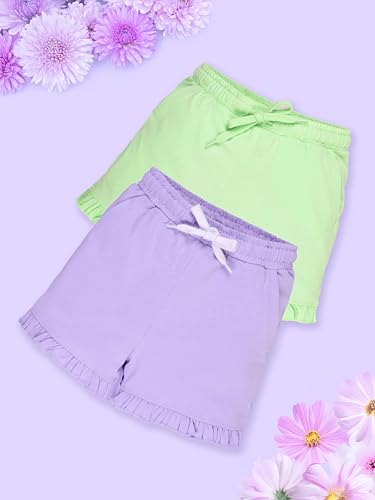 Image of KiddoPanti Girls 100% Cotton Bottom Hem Frill Hot Shorts
