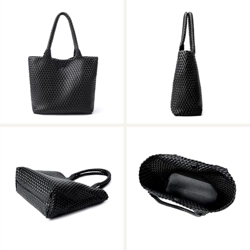 Bolso tote grande de cuero tejido vegano para mujer miniatura 6
