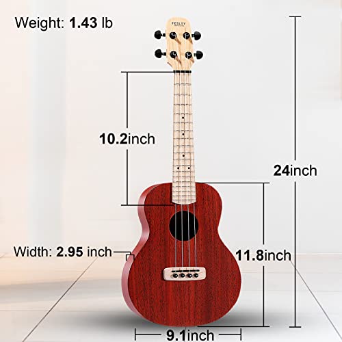 𝐇𝐀𝐍𝐃𝐌𝐀𝐃𝐄 Fesley Concert Ukulele For Kids & Adults, Ukelele Beginner Kit, 23 Inch Soprano Aaa Mahogany Instrument Ukele With Gig Bag, Ukalalee Strap, Extra Nylon String Set, 3 Picks #TOP6