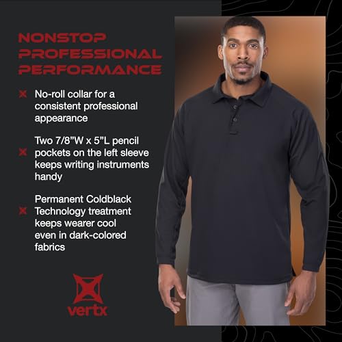 Vertx Mens Tactical Polo Shirt, Long Sleeve T-Shirt, Breathable, Tactical Clothing Gear, Police, Security, Relaxed Fit4