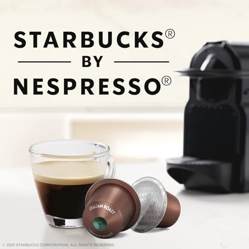Image of Starbucks Italian Style Roast Ristretto Coffee Capsules (Pack Of 5) - by Nespresso COUGAR - Intensity 11 - Dark Roast Espresso Pods - Rich, Bold & Caramelly Notes - Compatible with Nespresso Original Machines - 10 Aluminum Capsules - (Imported-SWZ)
