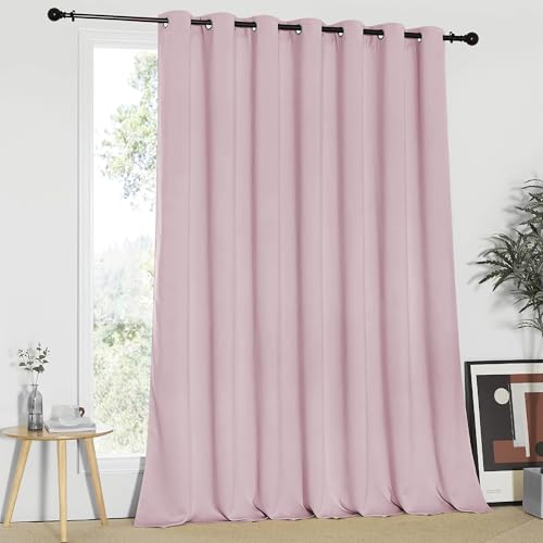NICETOWN Blackout Patio Curtains 100 x 95 Inches Long for Sliding Door Extral Wide Blackout Curtain Panels Thermal Insulated Room Divider - Grommet Top, 100" W x 95" L, 1 Panel, Baby Pink