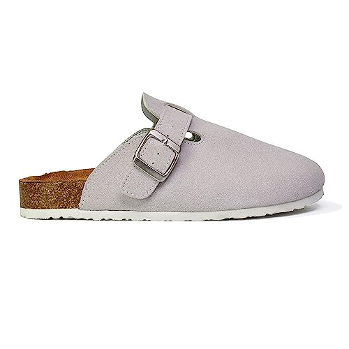 Womens Clogs Slider Ladies Casual Slip On Mule Flat Footbed Soft Cork Round Close Toe Ice White Shoes Size 7