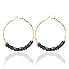 C: black boho beaded earrings