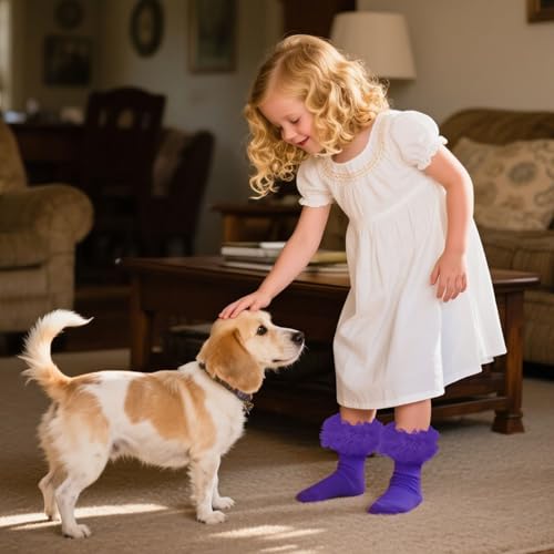 Zando Toddler Ruffle Socks for Girls Princess Dress Baby Ballerina Tutu Socks with Lace Frilly 1-10 Years3