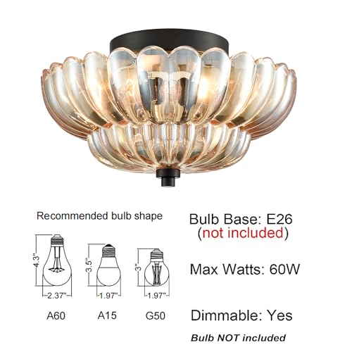 Hydelite B7257-3CU-BK-H Modern Black Flush Mount Ceiling Light 3-Light Close To Ceiling Light Fixtures thumb #4