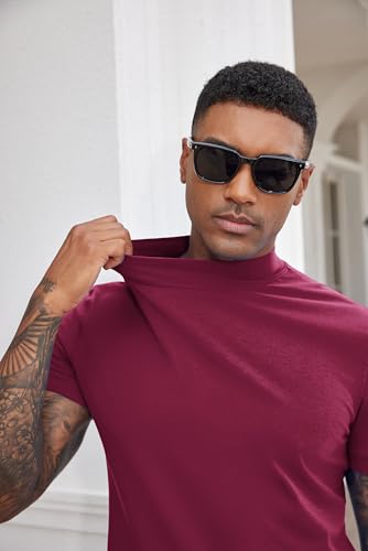 Image of COOFANDY Mens Mock Turtleneck Shirts Casual Premium Cotton Short Sleeve Shirt Basic Half Neck T-Shirts