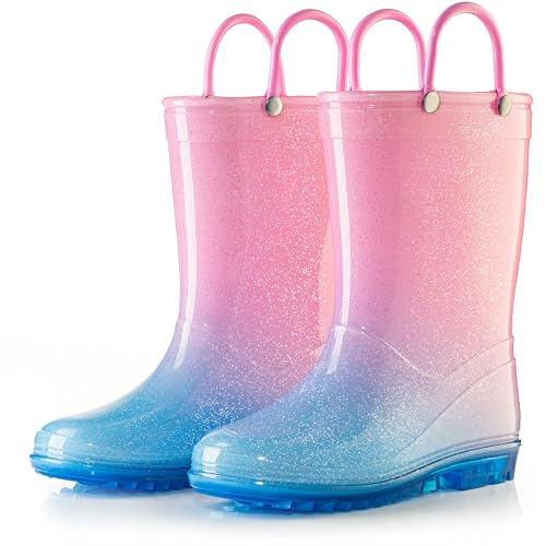 Puddle Play Kids' PVC Glitter Rain Boots with Easy-On Handles – Sparkly, Lightweight, for Girls & Boys – Toddler & Little Kid Sizes2