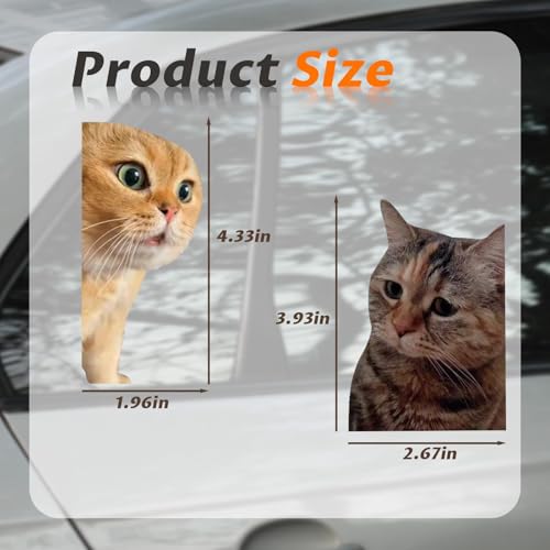 Image of 2 PCS Car Funny Cat Meme Sticker, Cute Kitten Decals for Cars, Laptop, Wall, Rear Window, Bumper, Humorous Automotive Decoration for Trucks & Vans(4 inch)