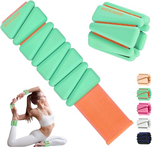 Image of BECOJADDE Ankle Weights for Women Wrist Weights Set of 2 (1 lb /2 lb Each) Adjustable Arm Leg Weight for Womens Men Suitable for Walking Swimming Running Pilates Yoga Gym