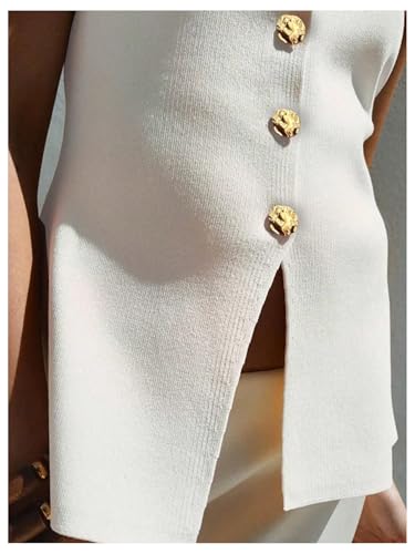 Image of GORGLITTER Women's Sleeveless Knit Sweater Vest Top Tredny Dressy Button Up Business Casual Cardigan Vest Going Out Top
