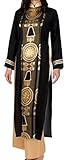 アオザイ ベトナム 民族 衣装 襟付き 長袖 レディース 黒 パーティードレス (ＸＸＸＸＸＸＬ, ゴールド)