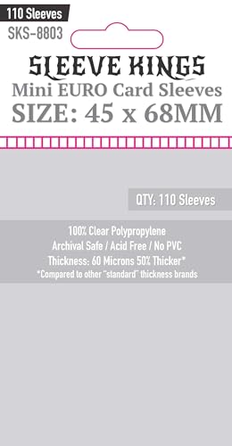 Sleeve Kings Mini Euro Card Sleeves (45x68mm) - 110 Pack, 60 Microns
