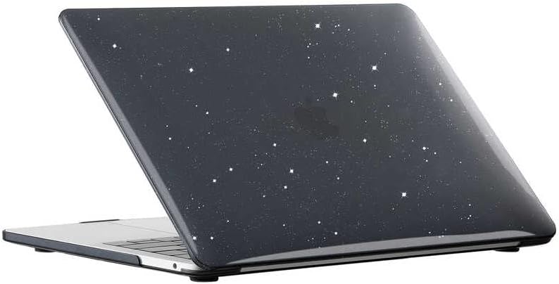 Apple Macbook Pro 13.3inç 2022 M2 A2338 ile uyumlu Kılıf Simli Ön Arka Kapak Siyah
