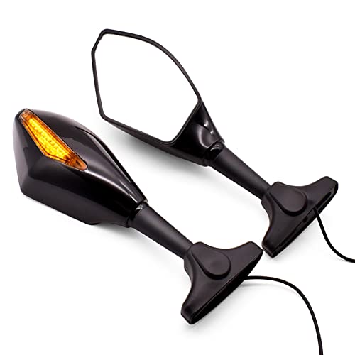 beisyy Motorcycle Rear View Mirrors Rearview Side Mirrors with Signal Light for Suzuki GSF1200 GSF1200S Bandit 2001-2005 Mirrors (Color : 1)