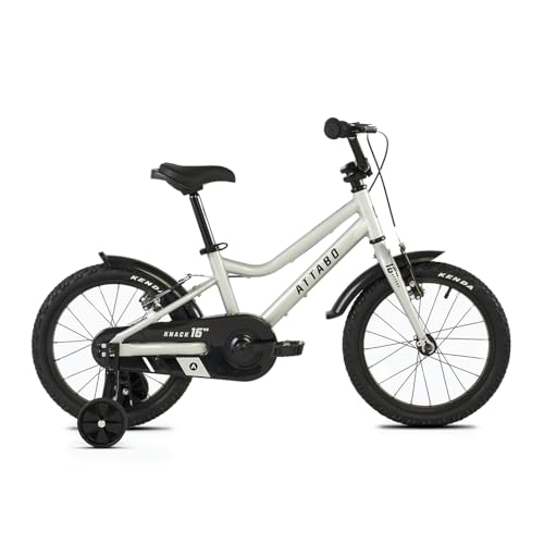 ATTABO Knack 16 - Bicicleta infantil (5 – 7 años) con marco de aluminio ligero (9 kg), ruedas de 16 pulgadas, para 110 – 120 cm de altura, manillar ergonómico, estable y ligero, ideal para aprender a