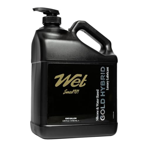 Image of Wet Gold Hybrid Silicone and Water-Based Lubricant | Long-Lasting Performance, Premium Formula | Made Without Glycerin and Parabens | Lube for Men, Women & Couples, 128 fl oz