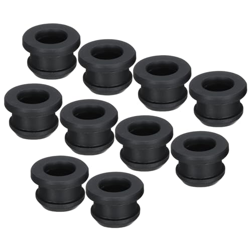 sourcing map 10Pcs Snap Rubber Grommet Plug Mount Dia 11mm ID 8mm Seal Anti-Scratch for Electrical Box Cable Pipe Black
