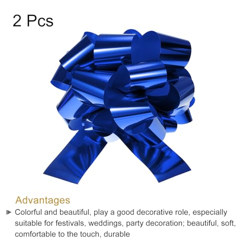 Lazos extra gigantes de 16" para envolver cestas de Navidad azul 4