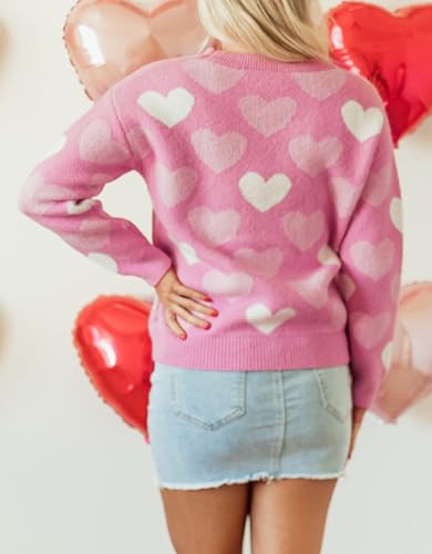 Image of Mommy and Me Matching Sweaters Outfits Heart Graphic Sweater Family Matching Clothes Long Sleeve Pullover Tops