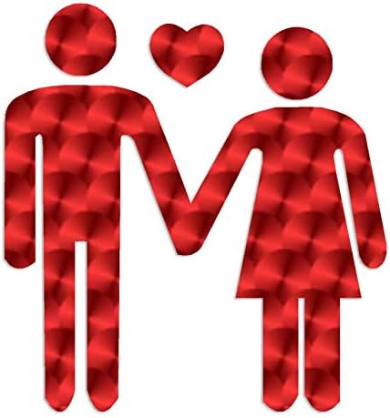 Stick Figure Couple - Vinyl Decal Sticker - 3.75" x 4" - Red Engine Turn