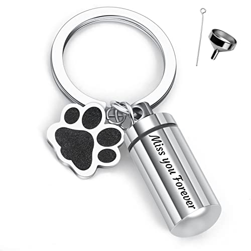 XIYIPIAN Porte-clés Personnalisé d'urne de Crémation de Cylindre de Patte d'animal Familier, Urne Pendentif Souvenir Mémorial - Porte-clés pour Porte-Cendres d'animaux de Compagnie Humains Cover