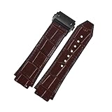 CAWEUER Reloj de piel vaca compatible con Hengbao Yubo Classic Fusion Big Bang, silicona, for hombre, 26 a 19 mm(Brown black)