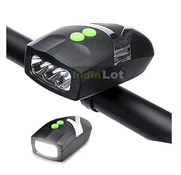 IndiaLot LED Front Head Light & Bell Horn Hooter Siren Alarm Bicycle Cycling Black