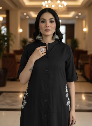 Image of MITZO Cotton Straight Kurta with Palazzo | Co-Ord Set for Women | Stylish Kurta Set for Women | Party & Casual Wear Kurti Set