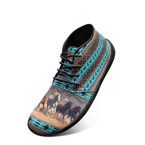 Chririnla Aztec Horse Trail Running Shoes Mens Wide Toe Box Boots Non-Slip Zero Drop Athletic Sneakers Trainer Runner Barefoot Minimalist Sneaker