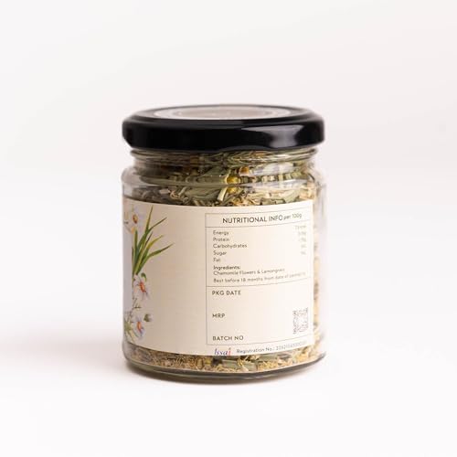Image of Himalayan Haat Lemongrass & Chamomile Infusion - Caffeine-Free Herbal Tea Blend | Boosts Immunity, Promotes Sleep, Soothes Flu & Aids Digestion | 30g