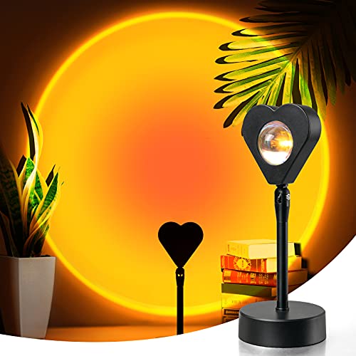 SUQQUER Sunset Lamp, Projection Sunset Light Projector, Sunset Projection lamp, Night Light Romantic Visual Ambient Light Network Red Light for Photography,180 Degree Rotation USB Charging,Sunset Red