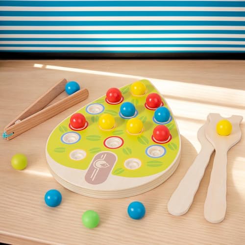 Jeu Éducatif de Classification des Couleurs avec des Perles, Activités de Tri Couleurs avec Panneau en Bois, Jeu Interactif Éducatif Développer Motricité Fine Pour Préscolaires Filles Et – Image 3