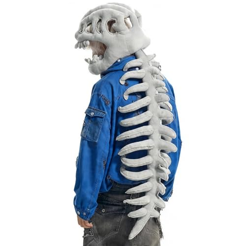 Afalin Dinosaur Skeleton Costume,Realistic 3D Skeleton Design,80cm Plush Dino Outfit,for Halloween and Everyday Wear