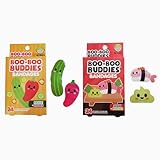 Boo Boo Buddie Sushi & Wasabi, Pickle & Pepper Bandages – 24 Ct Each | Fun Shapes for Kids & Adults | Latex-Free, Waterproof, Gentle on Skin | First Aid Kit Essential