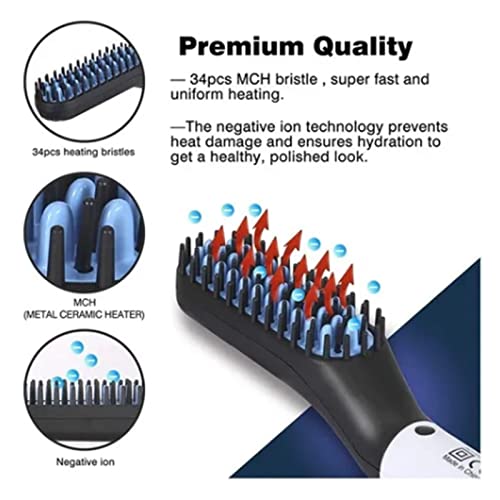 Touisedgi Beard Straightener Comb Faster Heated Ionic Beard Straightening Comb Electric Portable Men's Hair Styling Brush Gift For Dad #TOP4