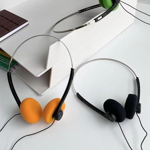 Retro Over-Ear Headphone,Vintage Feelings Underwire Headphone,Retro Lightweight Earphones,Hi-Fi Stereo Earphone Headset,Walkman Headphone,for Most Mobile Phones Playback Pevices Headphones (Orange) - Image 5