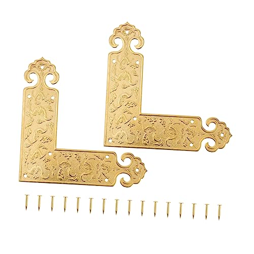 IWOWHERO 2pcs Decorative Brass Corner Protectors Furniture Guards for Cabinets Tables and Jewelry Boxes Retro Chic Design Easy Installation Durable Material