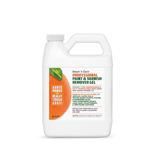 Smart 'n Easy Professional Paint & Varnish Remover - Orange Citrus Scent - Removes Oil, Latex, Acrylic, & Water-Based Paints, Urethanes, Elastomerics, Epoxies, High-Performance Coatings - Quart
