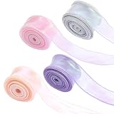 4 Rollen Organzaband, Irisierend Transparentes Geschenkband in 4 Farben, 4cm X...